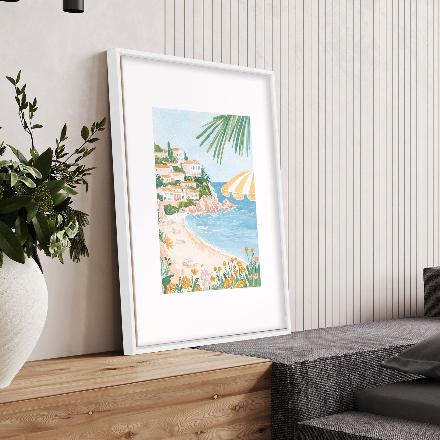 Large Modern Pictures For Living Room | Set of 3 Beach Decor Wall art Prints