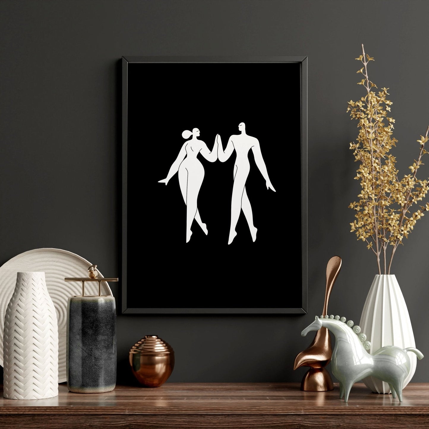 Large Paintings For Living Room | Set of 3 Boho Women Wall art Prints