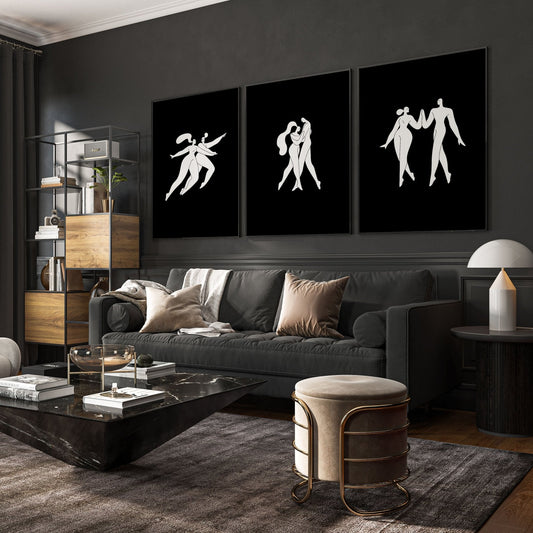 Large Paintings For Living Room | Set of 3 Boho Women Wall art Prints