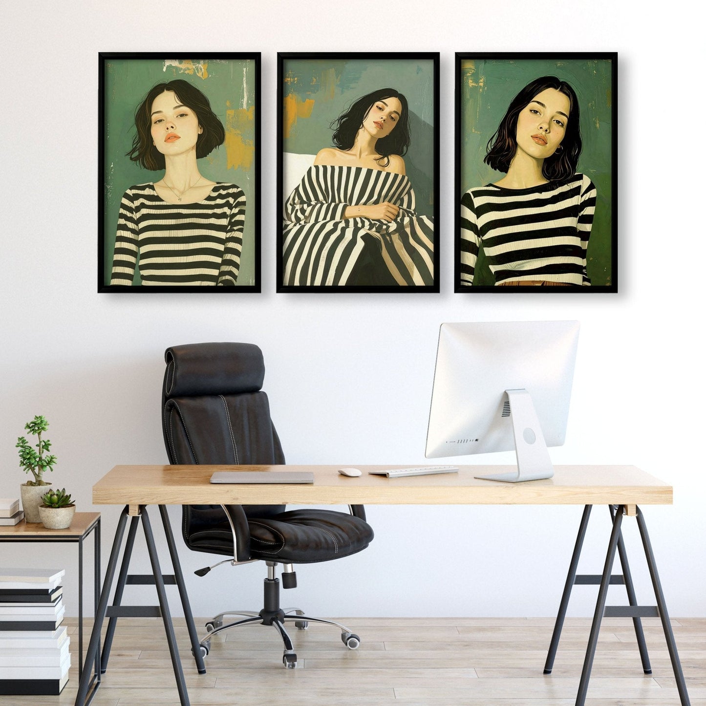 Large Picture Frames For Walls | Set of 3 Boho Women Wall art Prints