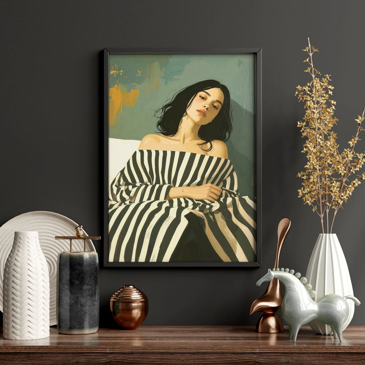 Large Picture Frames For Walls | Set of 3 Boho Women Wall art Prints