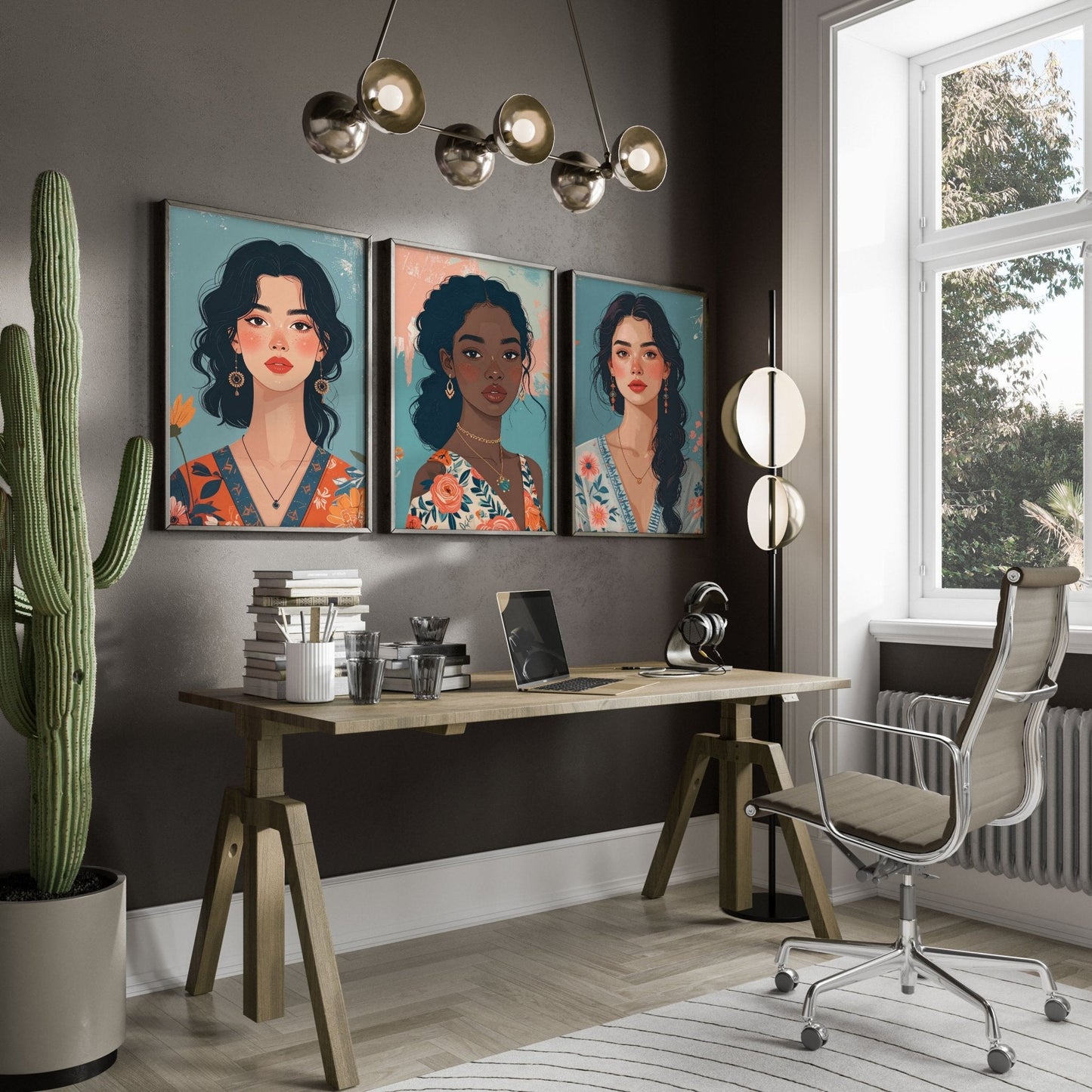 Large Pictures For Walls | Set of 3 Boho Women Wall art Prints