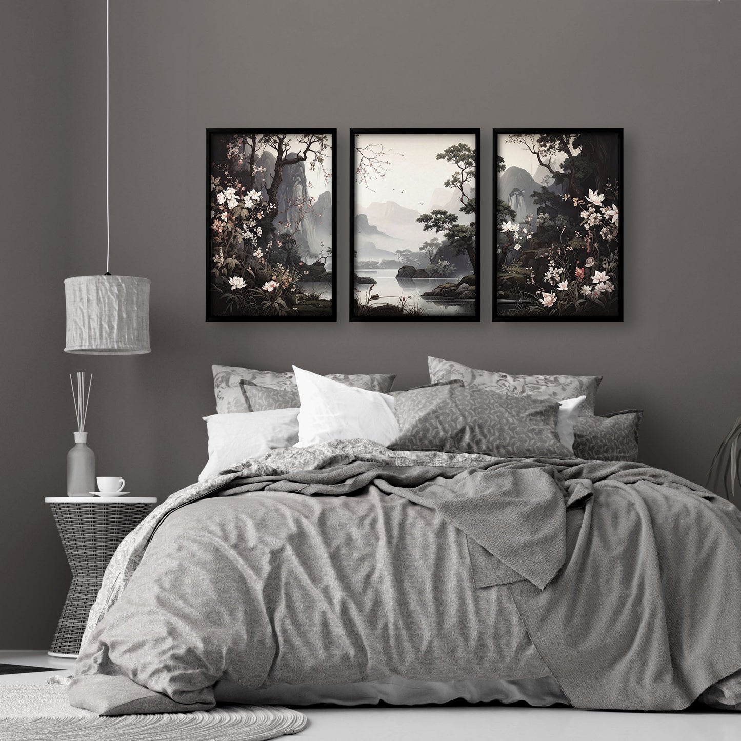 Large Pictures With Frames | Set of 3 Chinoiserie Wall art Prints