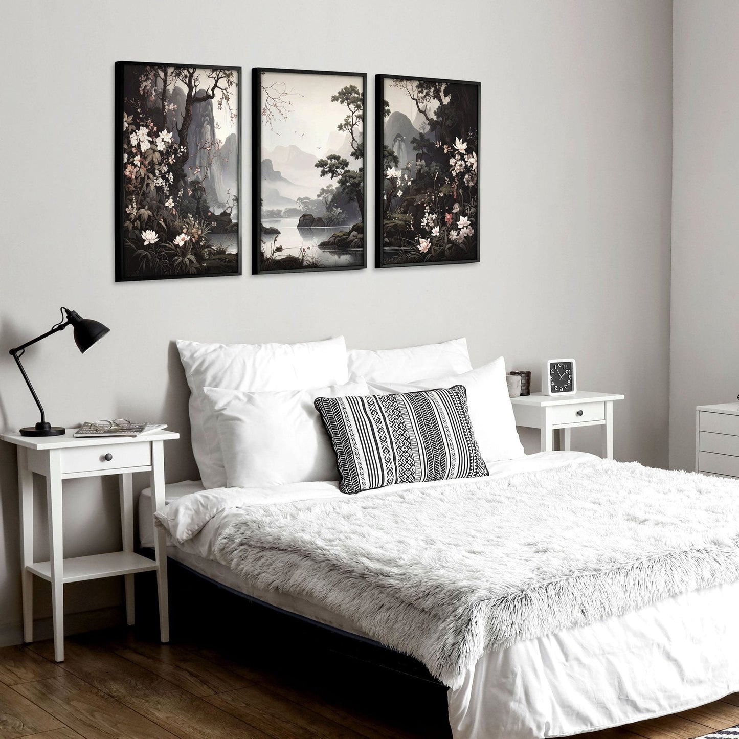 Large Pictures With Frames | Set of 3 Chinoiserie Wall art Prints