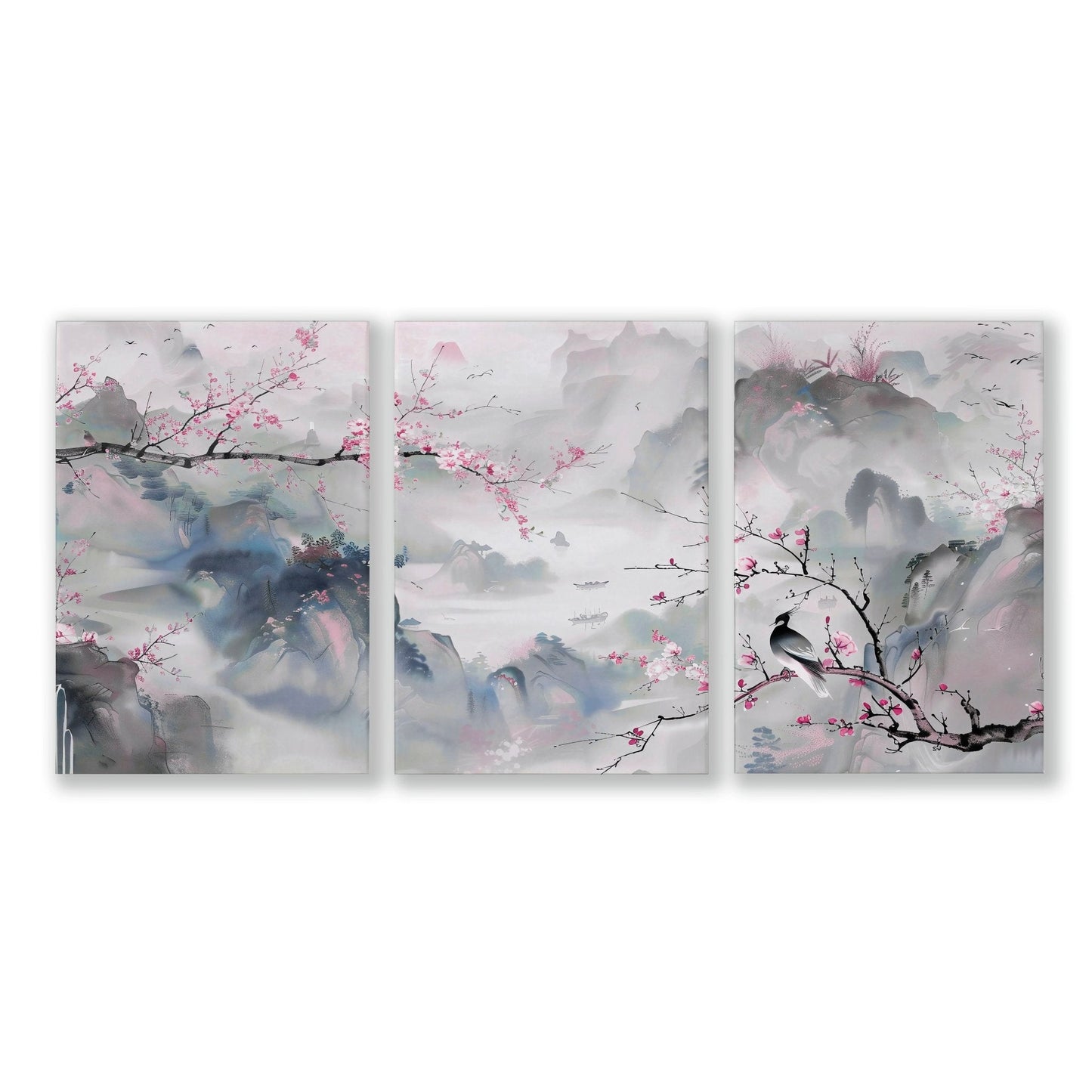 Large Print For Wall | Set of 3 Chinoiserie Wall art Prints