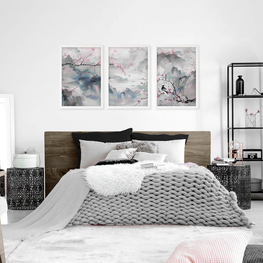 Large Print For Wall | Set of 3 Chinoiserie Wall art Prints