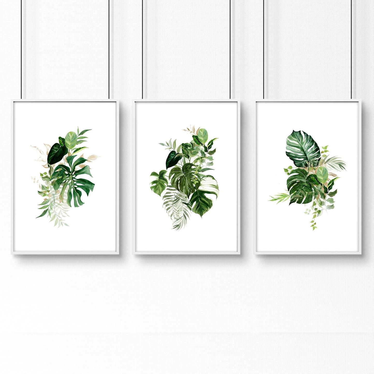 Large prints for living room | set of 3 Tropical wall art prints
