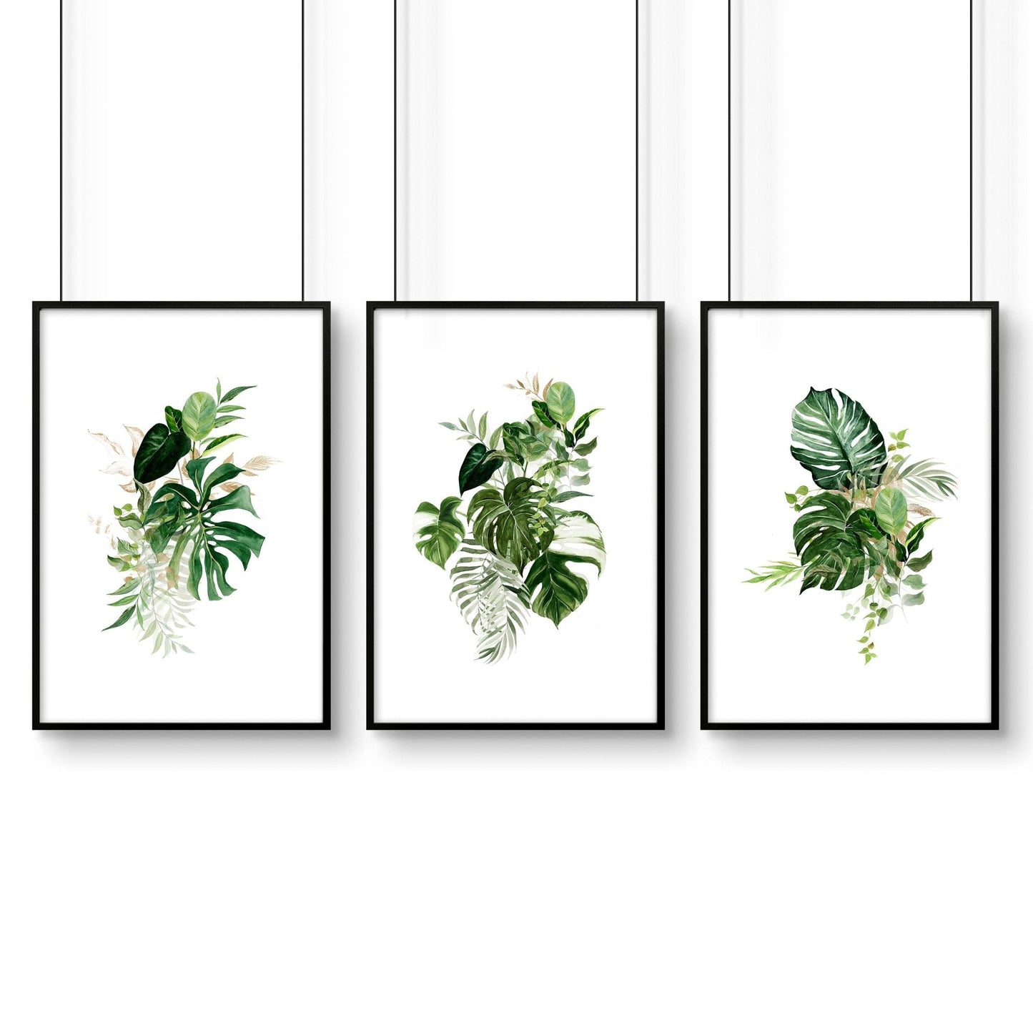Large prints for living room | set of 3 Tropical wall art prints