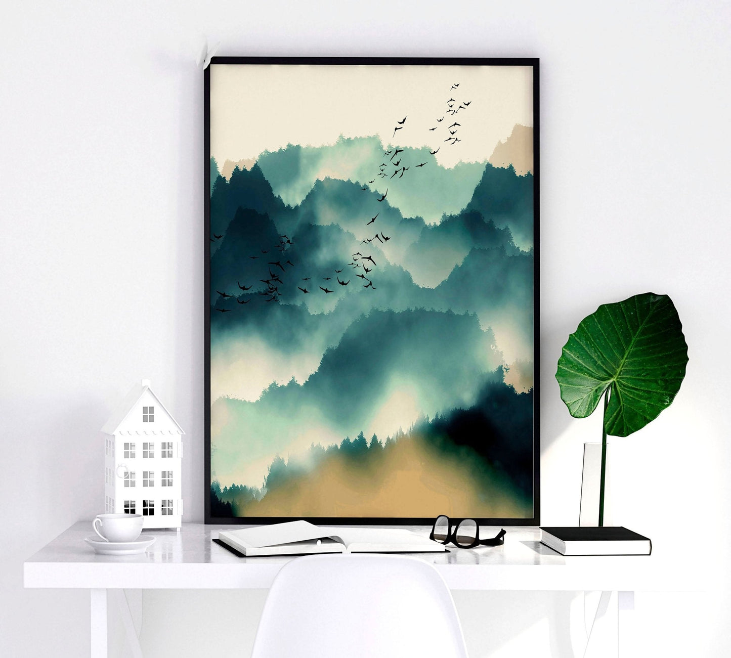 Set of 3 framed prints | Large Scandinavian wall art