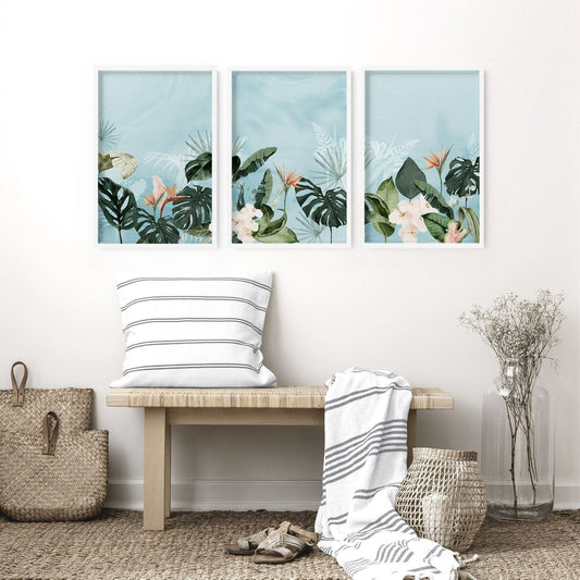 Green wall art for living room | Set of 3 wall art prints