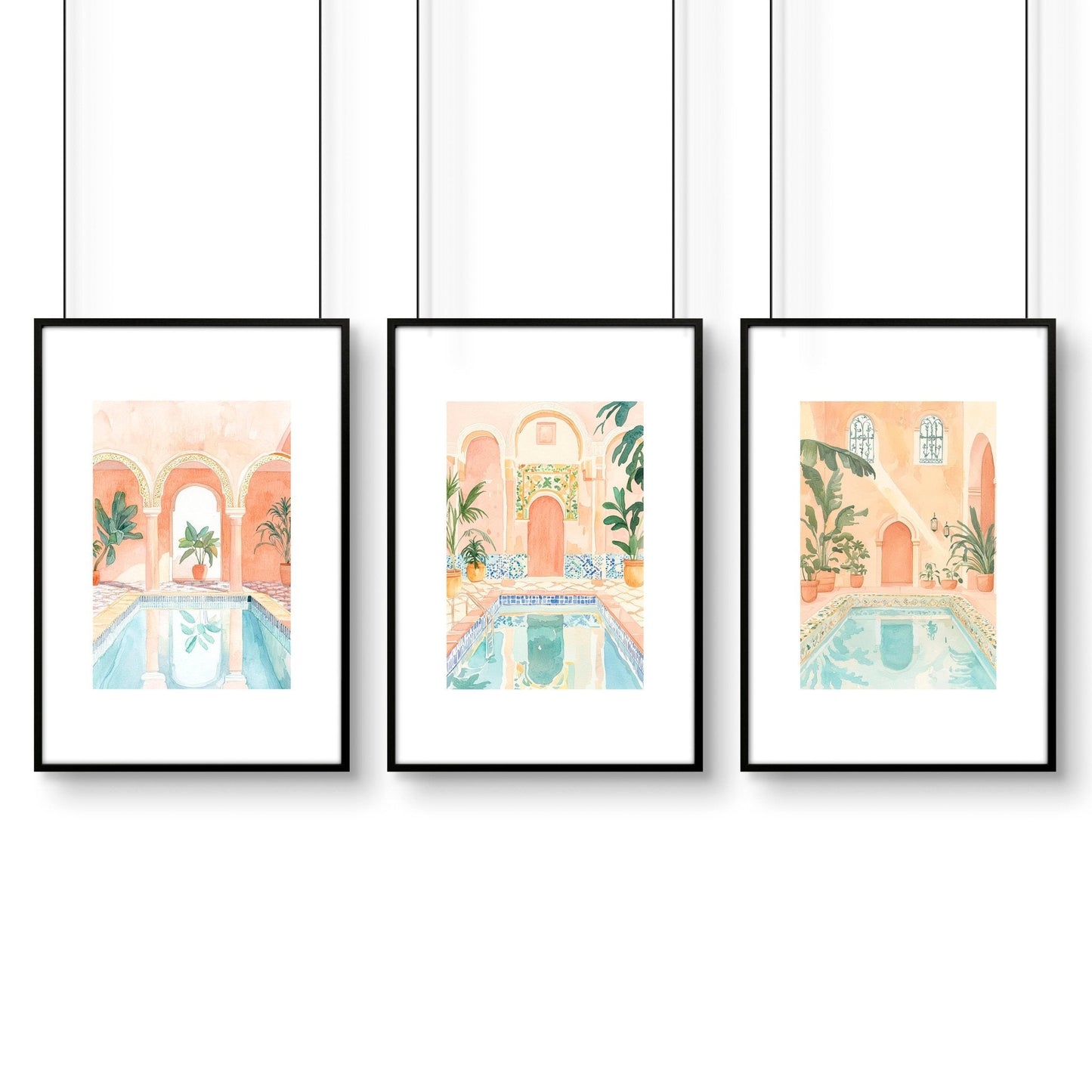 Large Wall Art Framed | Set of 3 Beach Decor Wall art Prints