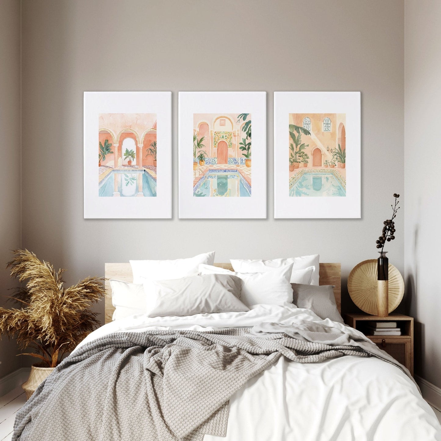 Large Wall Art Framed | Set of 3 Beach Decor Wall art Prints