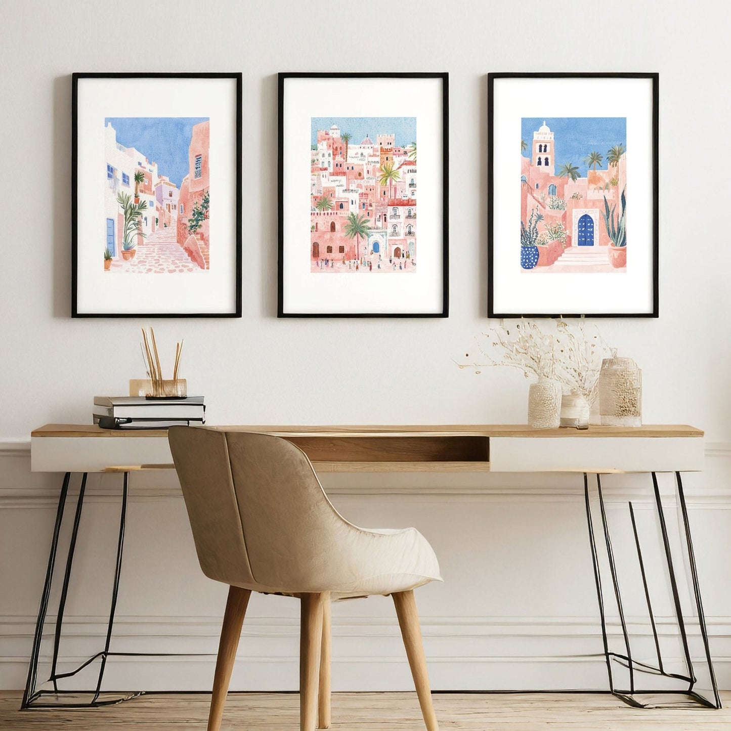 Large Wall Framed Art | Set of 3 Beach Decor Wall art Prints