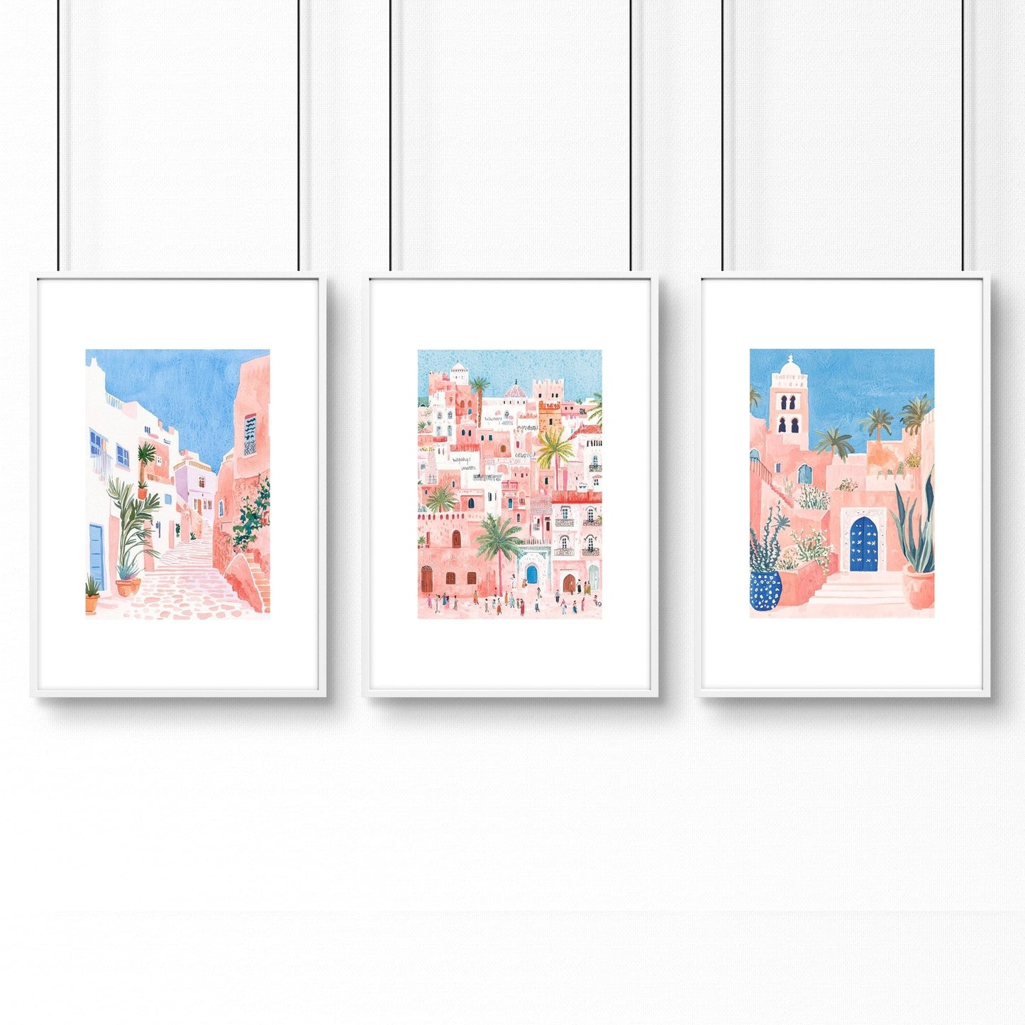Large Wall Framed Art | Set of 3 Beach Decor Wall art Prints