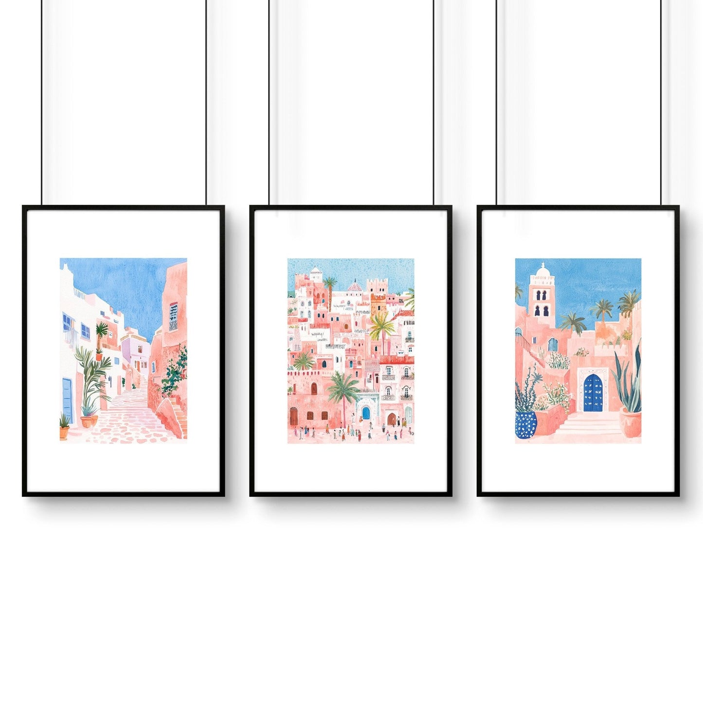 Large Wall Framed Art | Set of 3 Beach Decor Wall art Prints