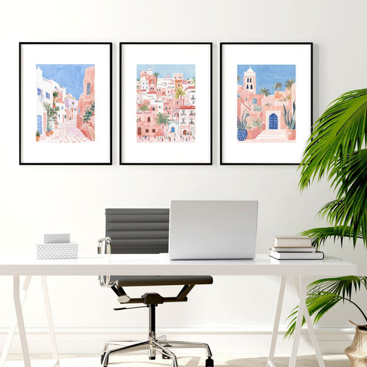 Large Wall Framed Art | Set of 3 Beach Decor Wall art Prints