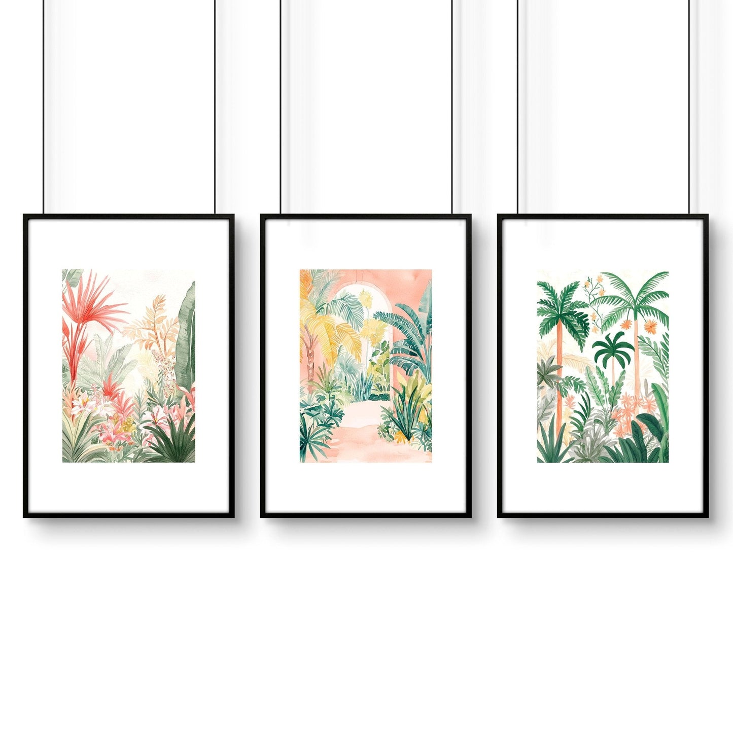 Large Wall Paintings Framed | Set of 3 Beach Decor Wall art Prints