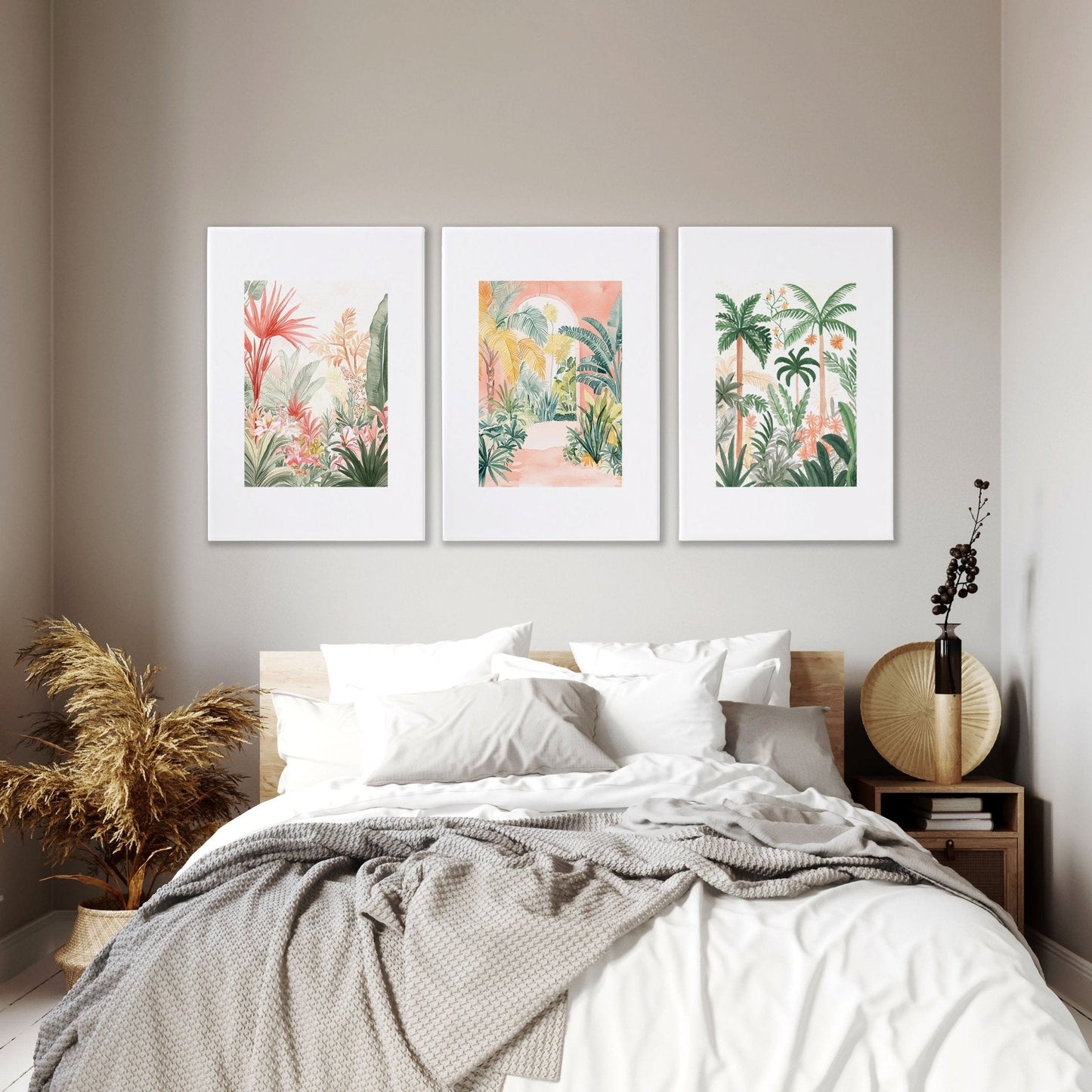 Large Wall Paintings Framed | Set of 3 Beach Decor Wall art Prints