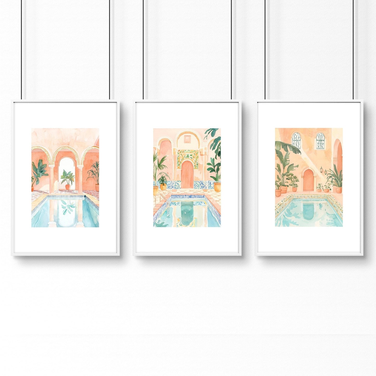 Large Wall Pictures For Living Room | Set of 3 Beach Decor Wall art Prints