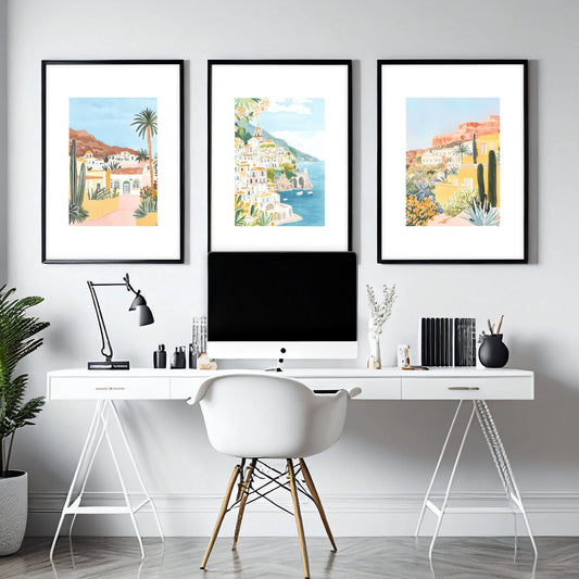 Large Wall Pictures | Set of 3 Beach Decor Wall art Prints