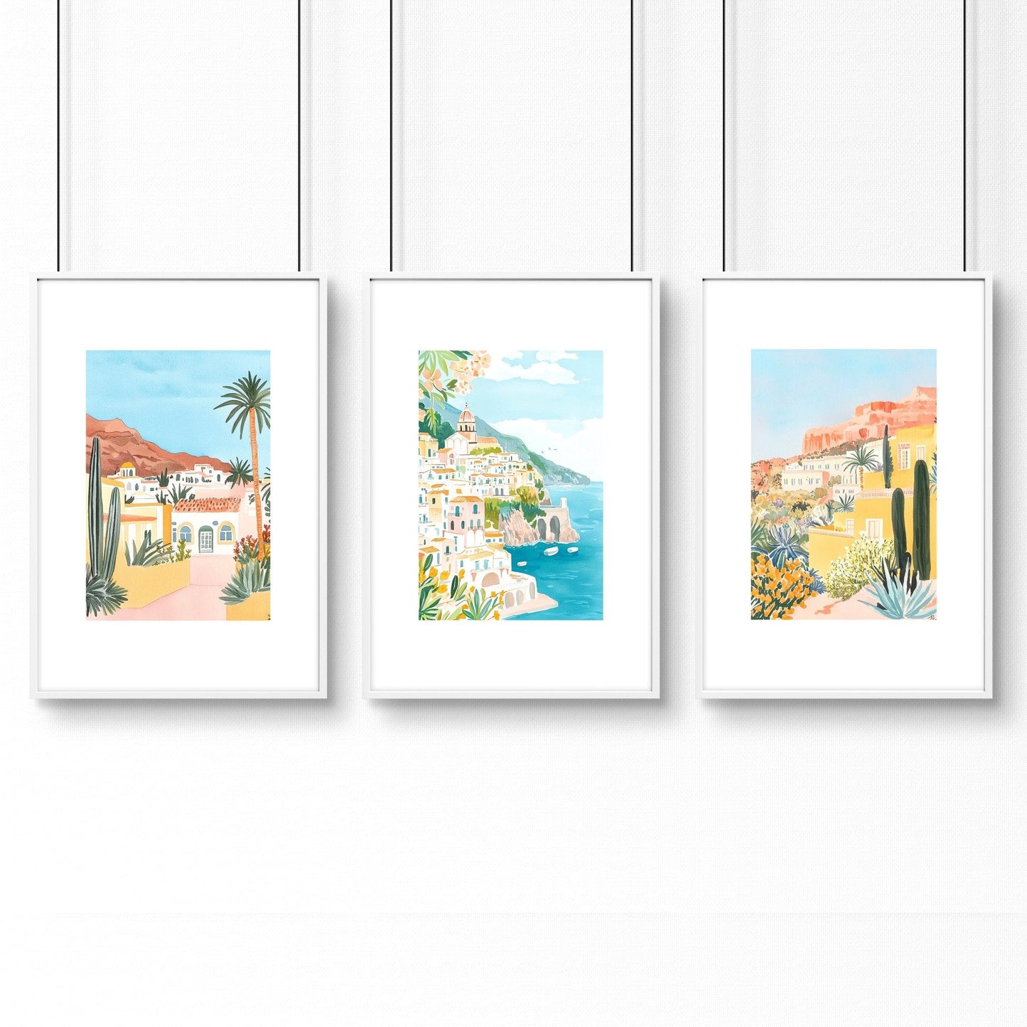 Large Wall Pictures | Set of 3 Beach Decor Wall art Prints