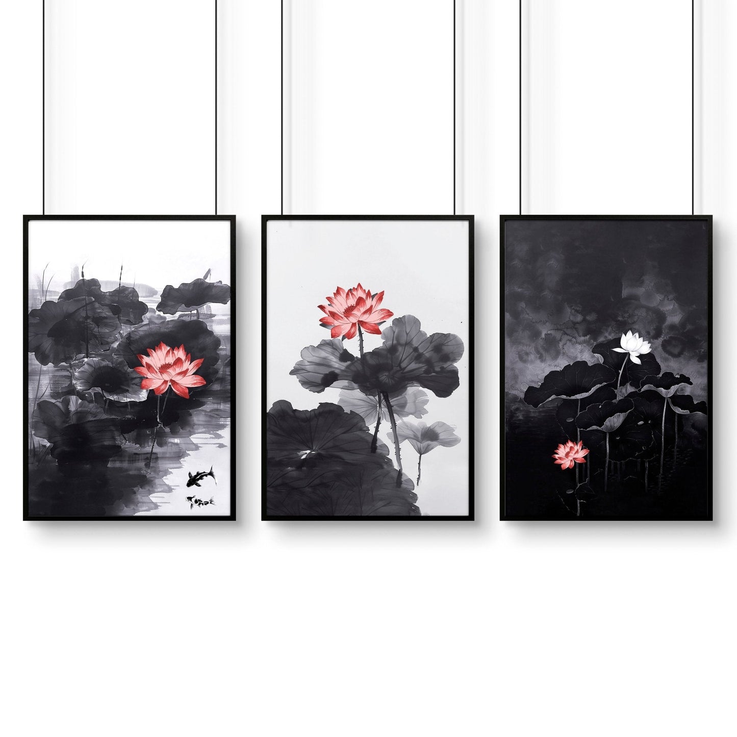 Large Wall Posters | Set of 3 Asian Inspired Wall art Prints