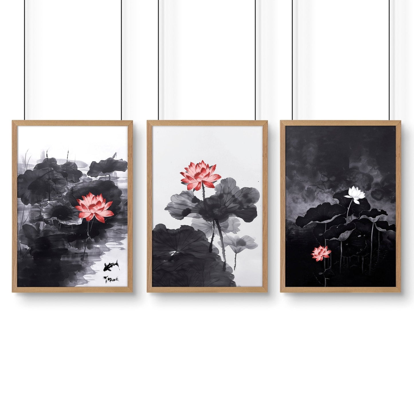 Large Wall Posters | Set of 3 Asian Inspired Wall art Prints