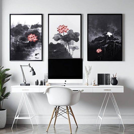 Large Wall Posters | Set of 3 Asian Inspired Wall art Prints