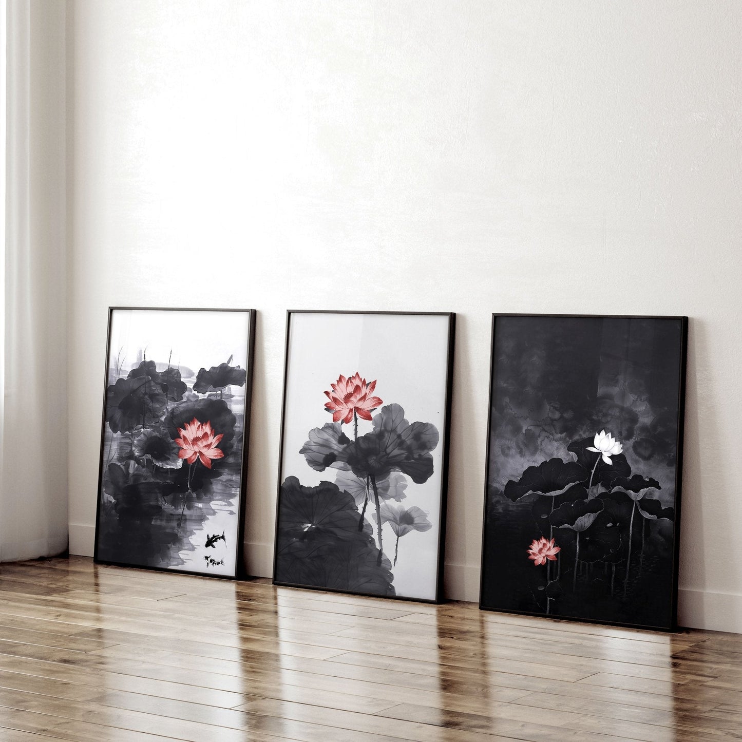Large Wall Posters | Set of 3 Asian Inspired Wall art Prints