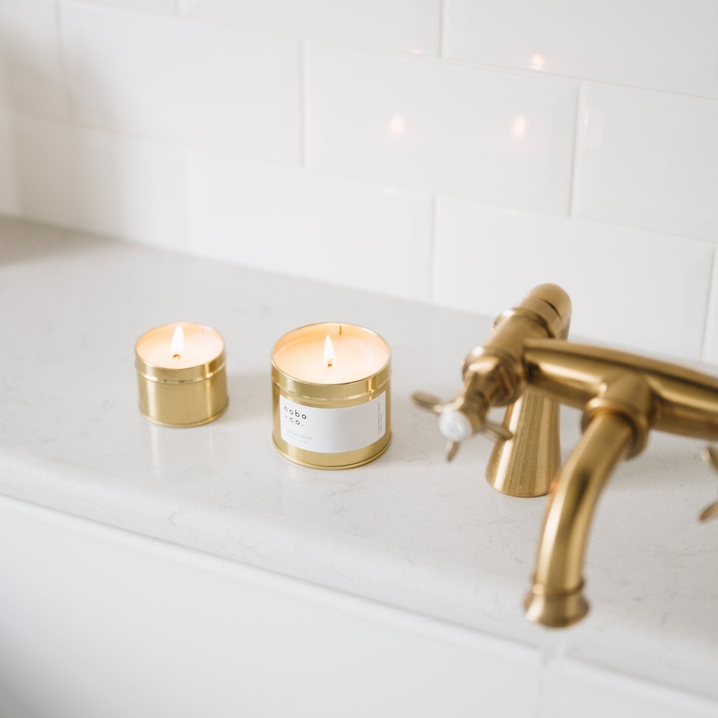 Large Gold Tin Orange Spice Candle