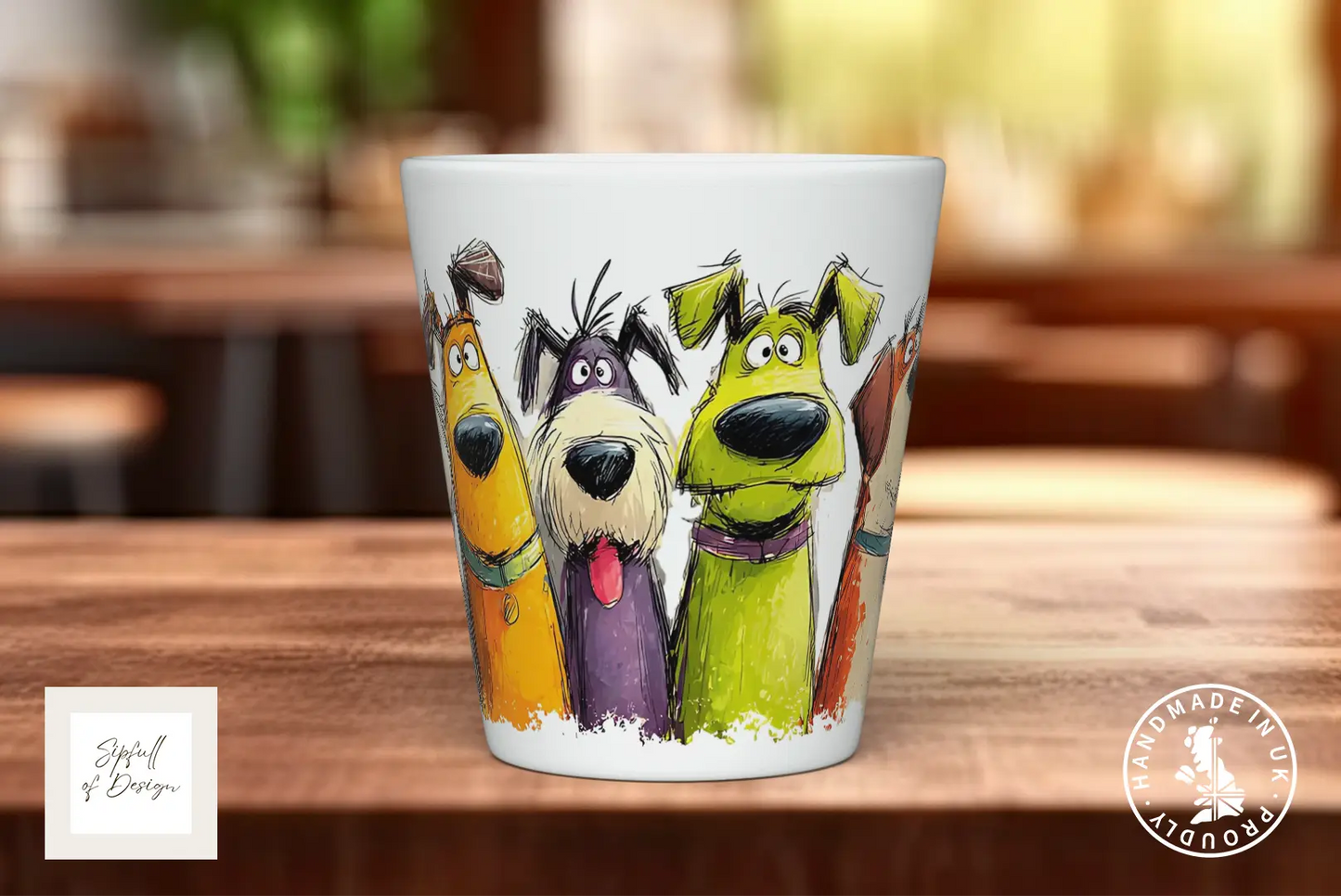 Colourful Dog Crowd Mug | Playful Dog Art | Handmade UK