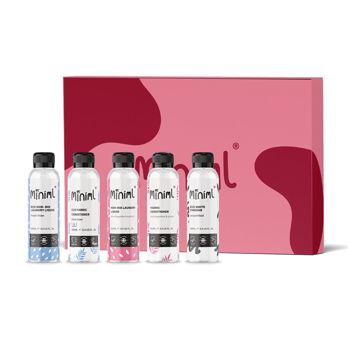 Miniml Laundry Trial & Travel Set | 5 x 100ml Mini Laundry Bundle