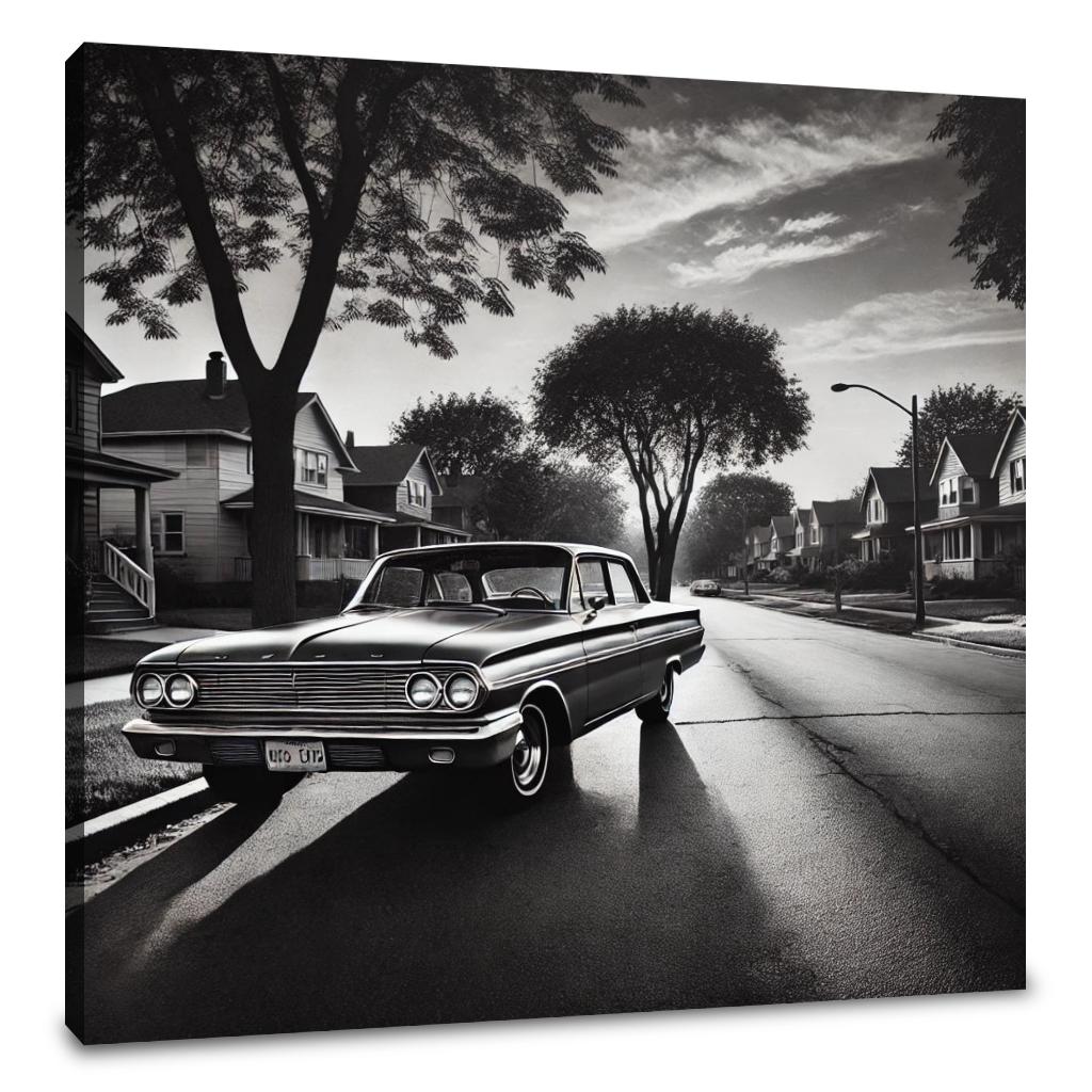 Nostalgic Suburban Drive Canvas