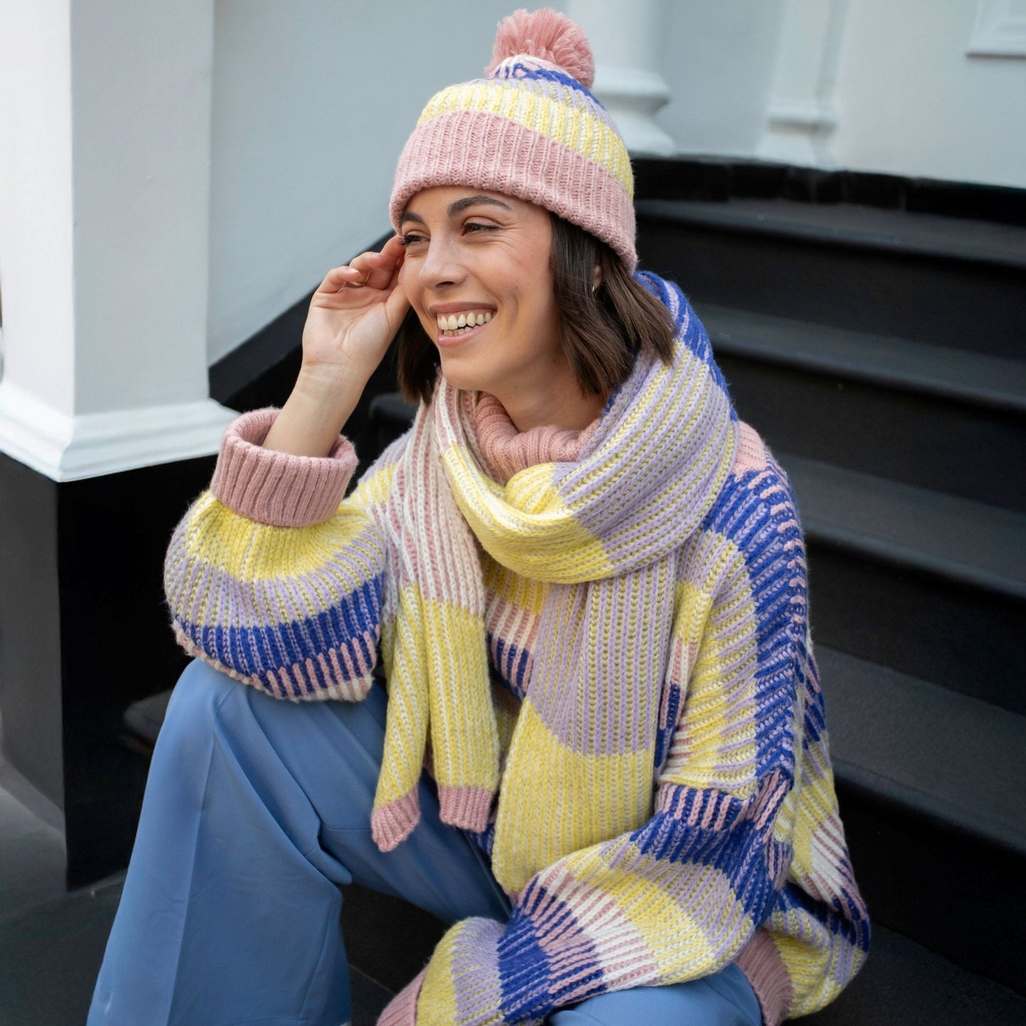 Leia Stripe Oversized Scarf - Pink