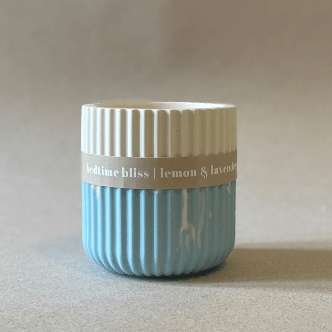 Lemon & Lavender Stoneware Soy Candle – Relaxing Bedtime Candle