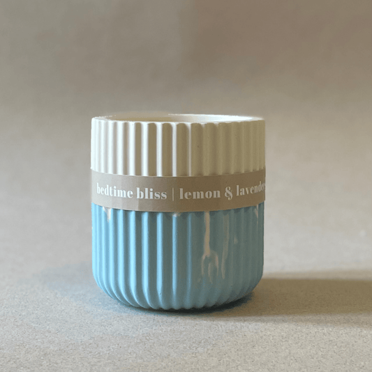 Lemon & Lavender Stoneware Soy Candle – Relaxing Bedtime Candle
