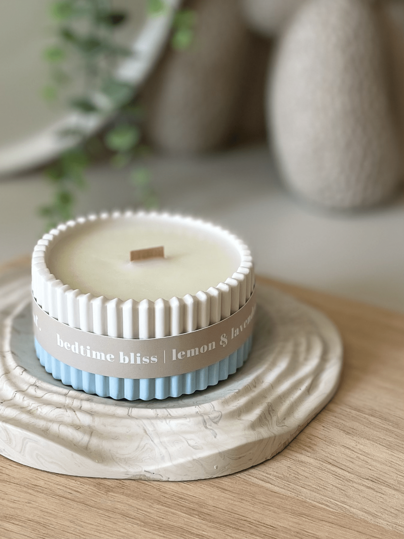 Lemon & Lavender Stoneware Soy Candle – Soothing Bedtime Aroma