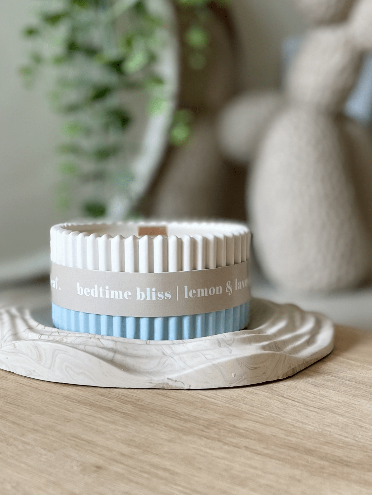 Lemon & Lavender Stoneware Soy Candle – Soothing Bedtime Aroma