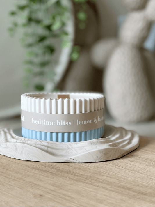 Lemon & Lavender Stoneware Soy Candle – Soothing Bedtime Aroma