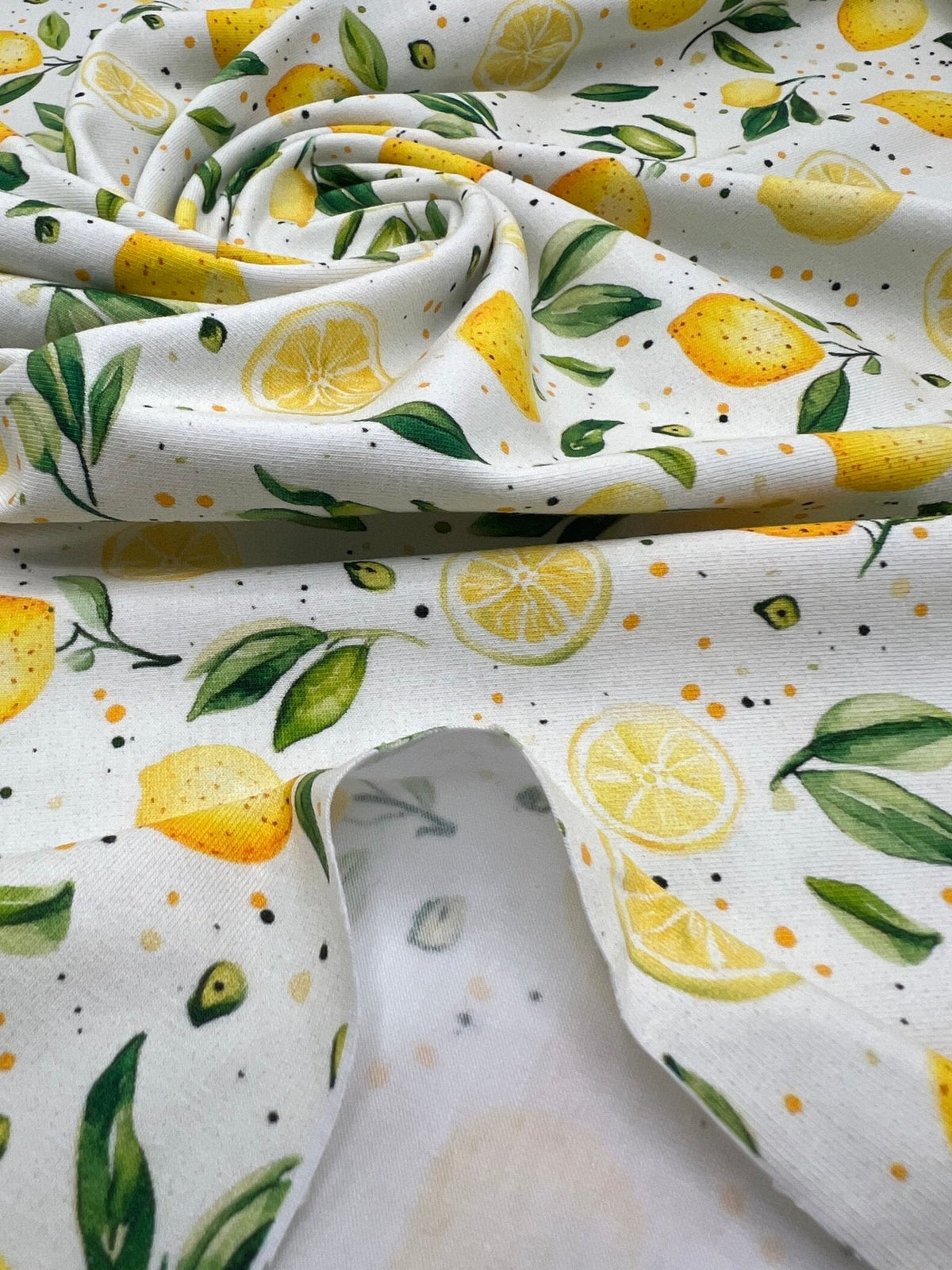 Lemons Print Cotton Stretch Jersey 200 GSM 95/5 Lycra 4 Way Stretch