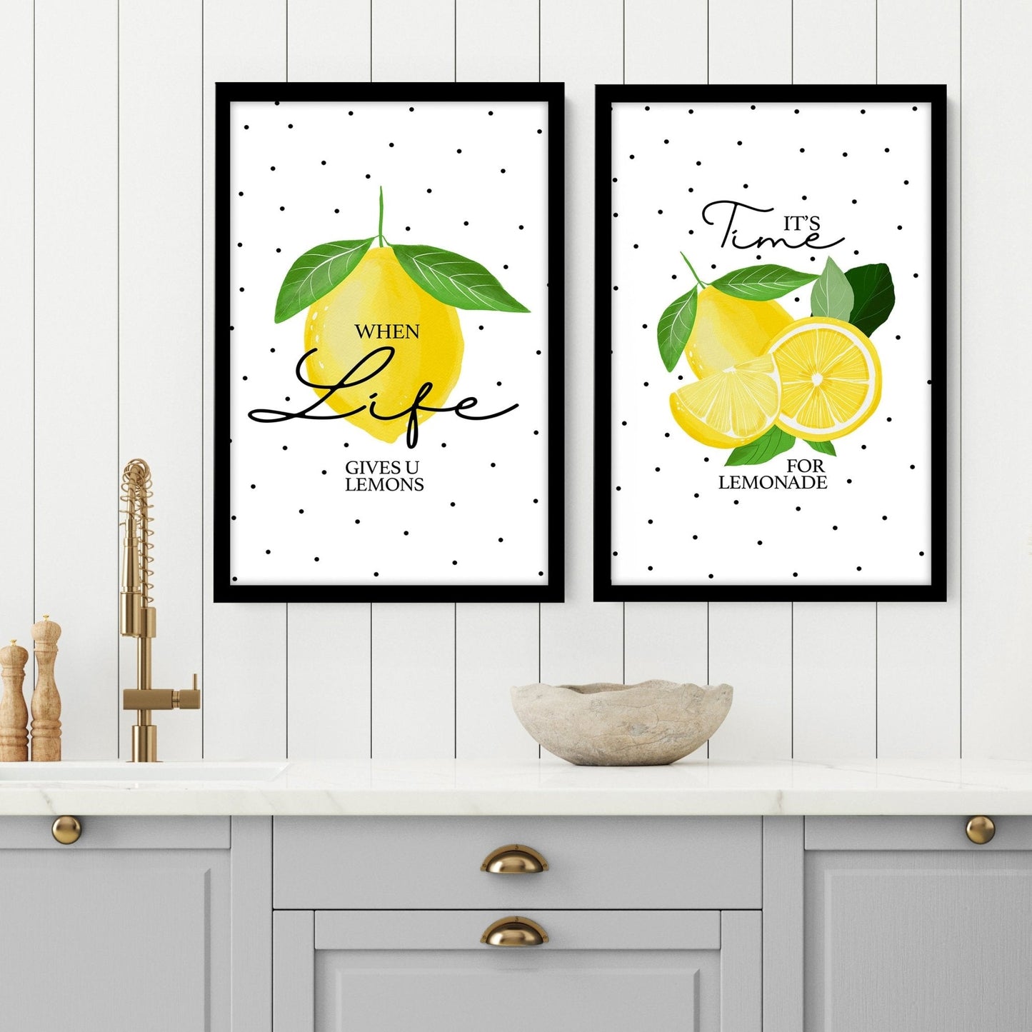 Lemons print | Set of 2 wall art prints