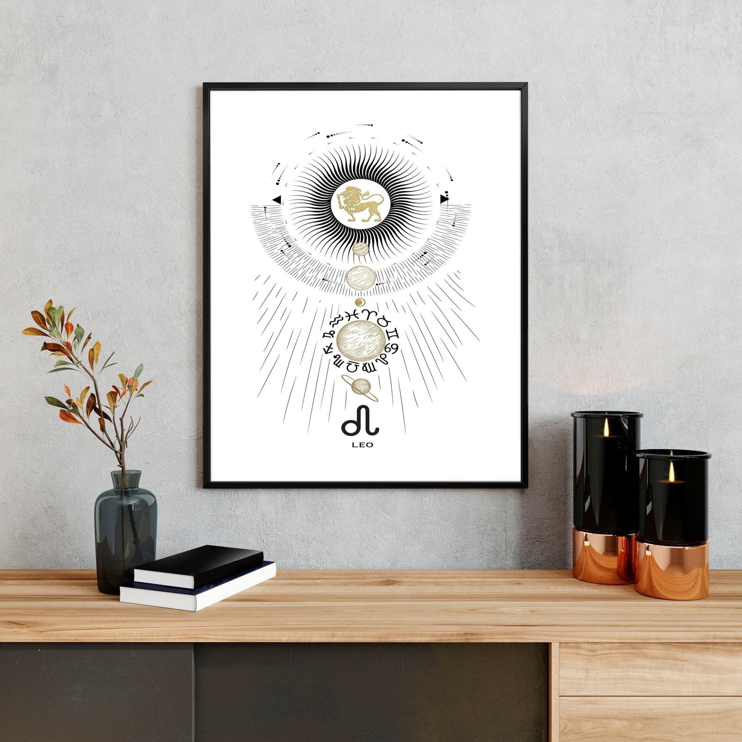 Leo zodiac sign wall art print