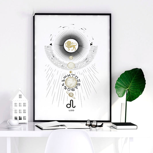 Leo zodiac sign wall art print
