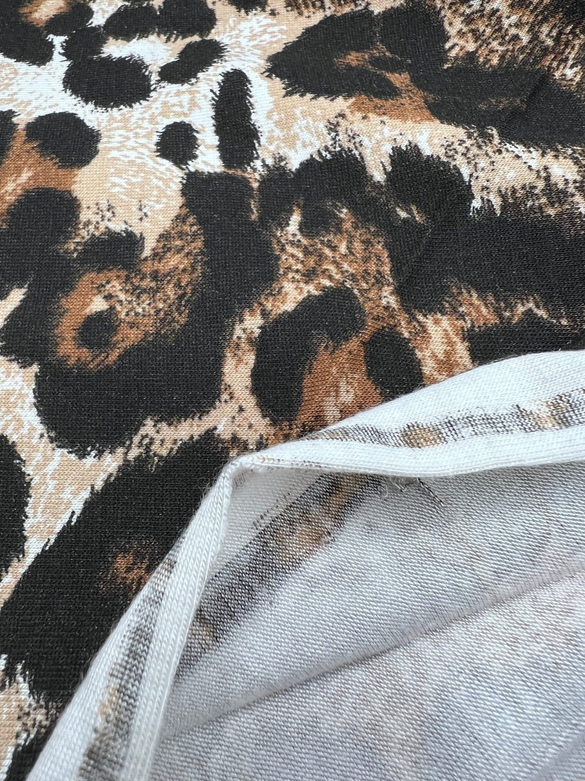 Leopard Brown Mix Print Viscose Elastane Fabric