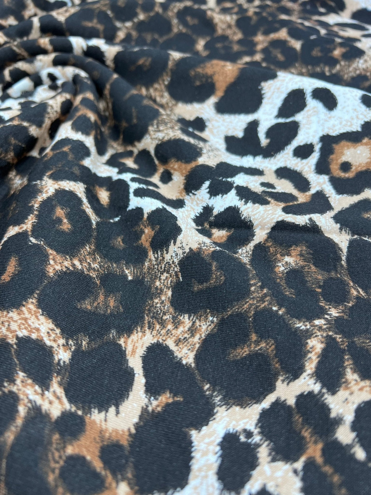 Leopard Brown Mix Print Viscose Elastane Fabric