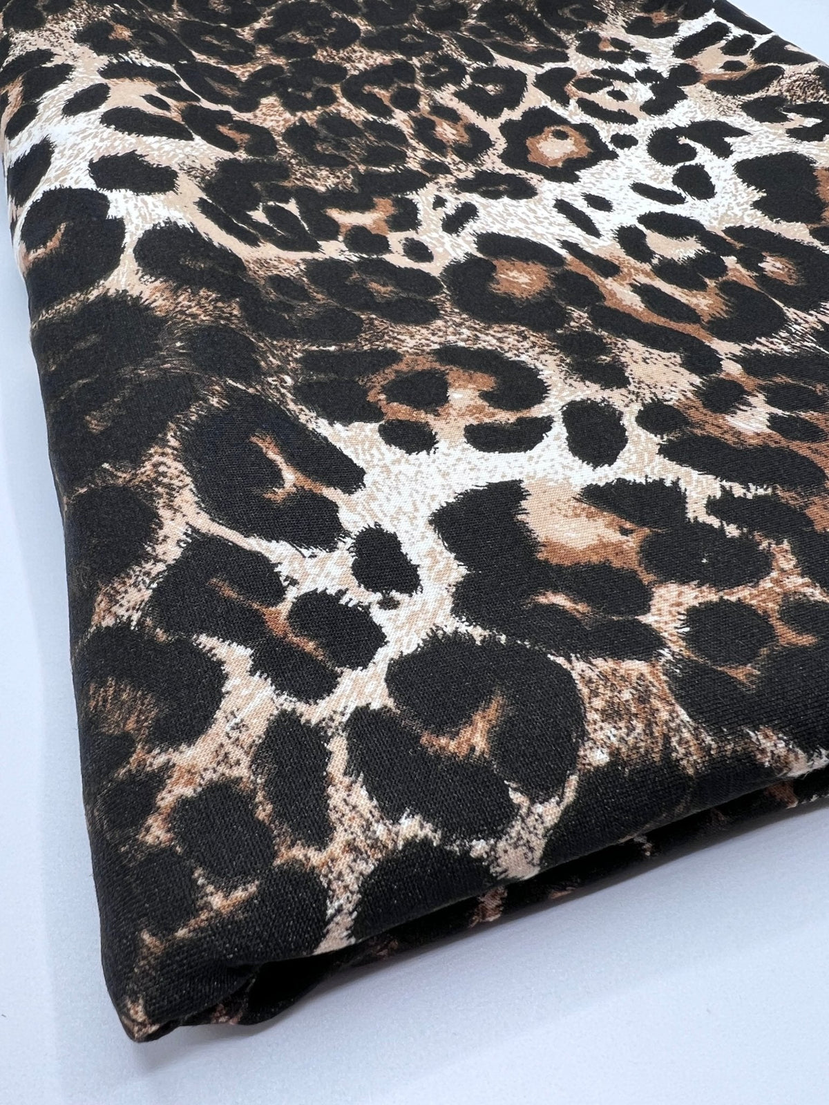 Leopard Brown Mix Print Viscose Elastane Fabric