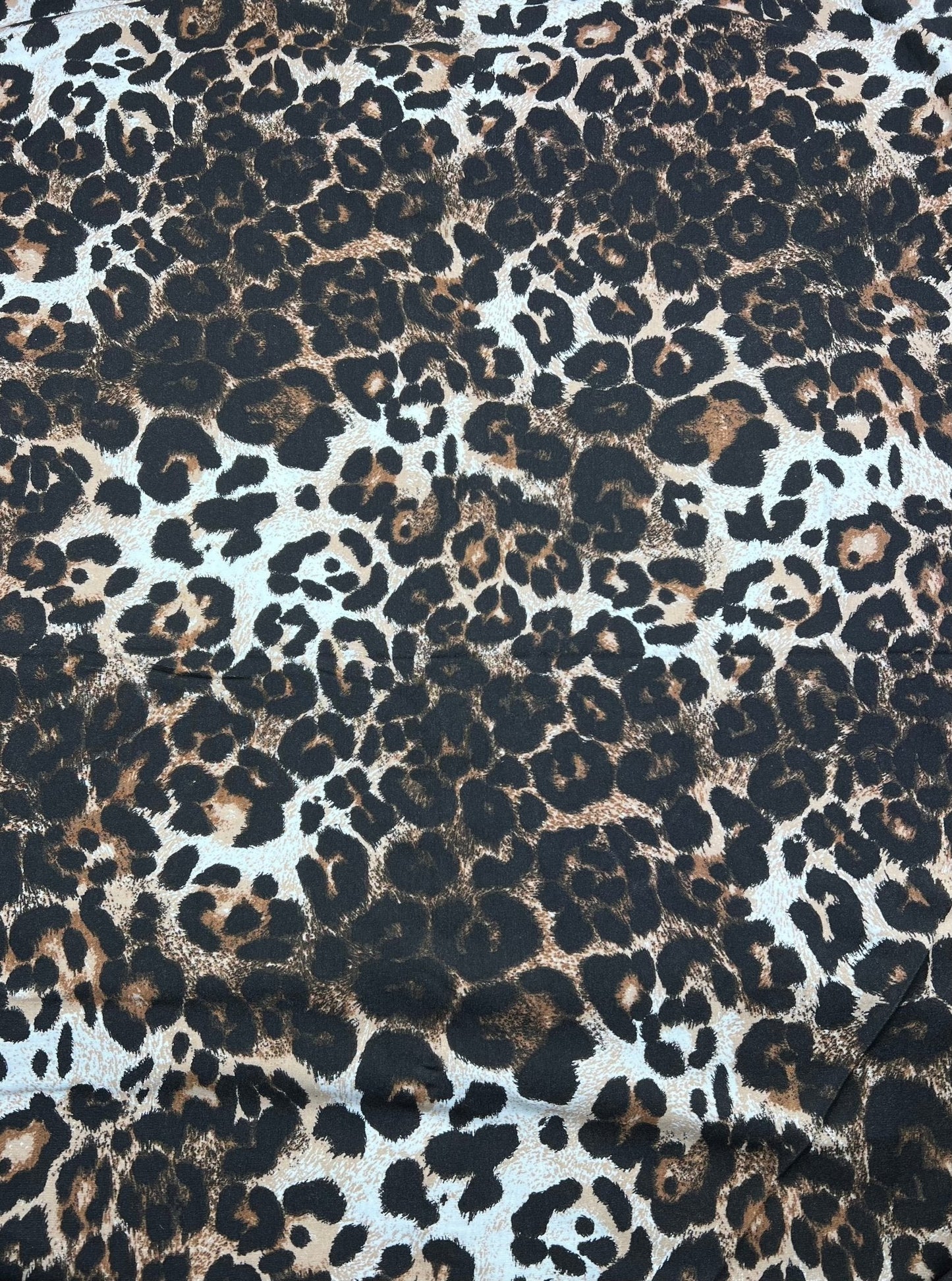 Leopard Brown Mix Print Viscose Elastane Fabric