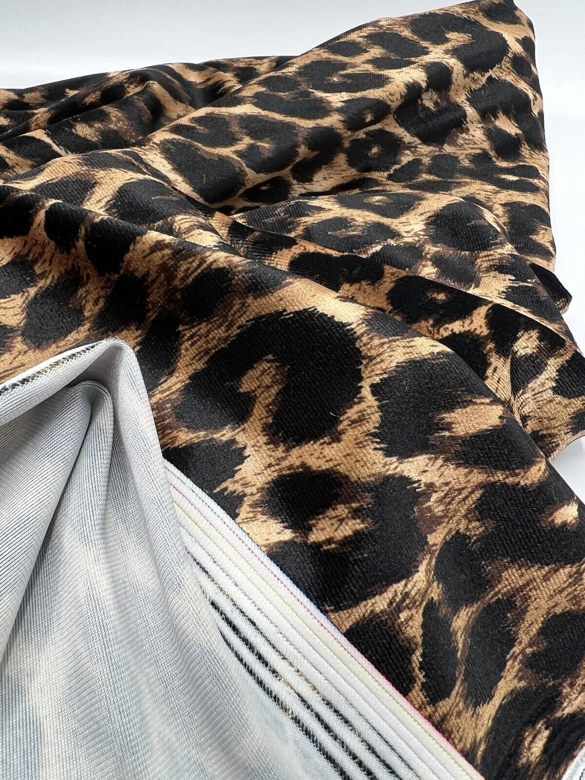 Leopard Print Brown Velour Spandex Stretch Fabric