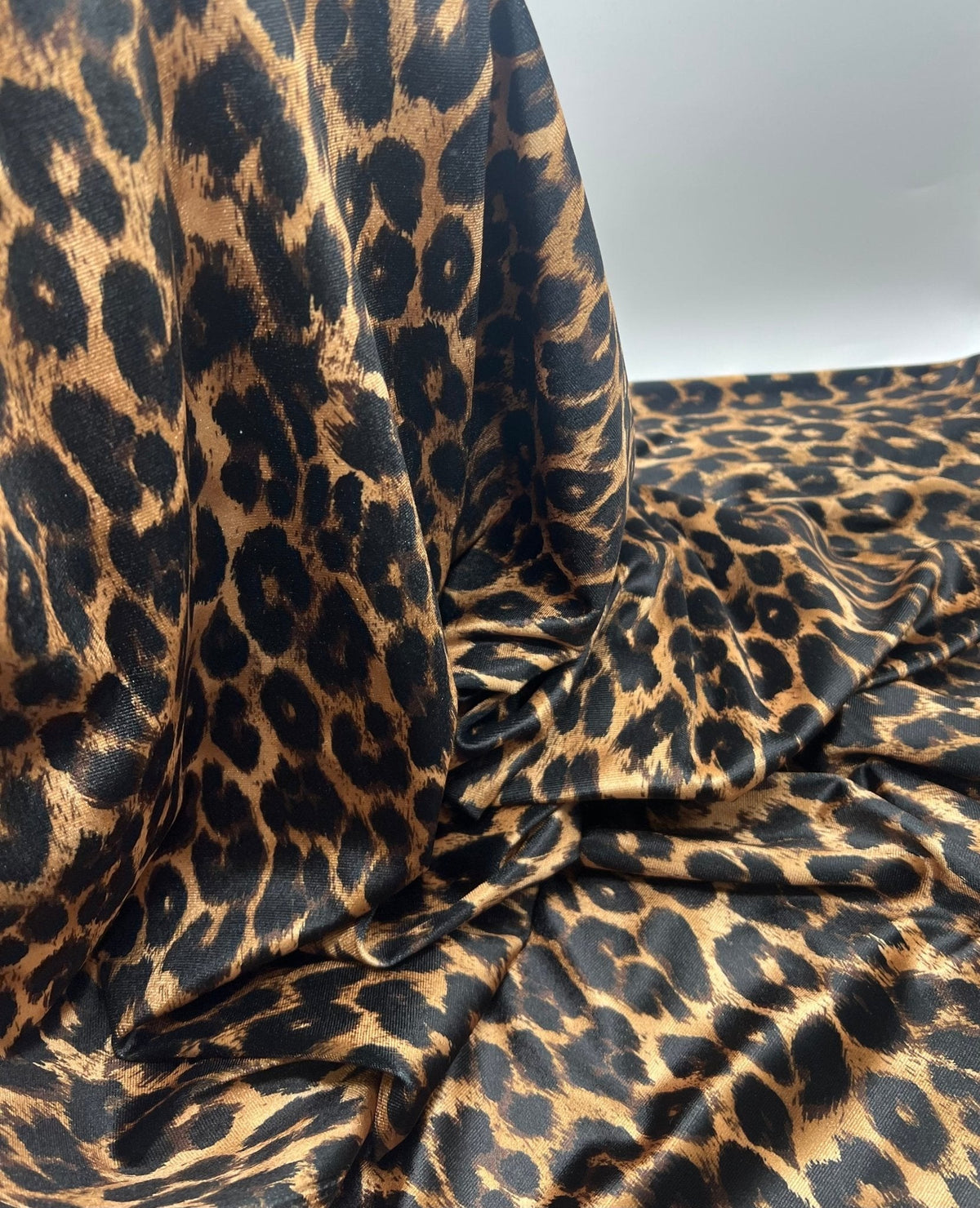 Leopard Print Brown Velour Spandex Stretch Fabric