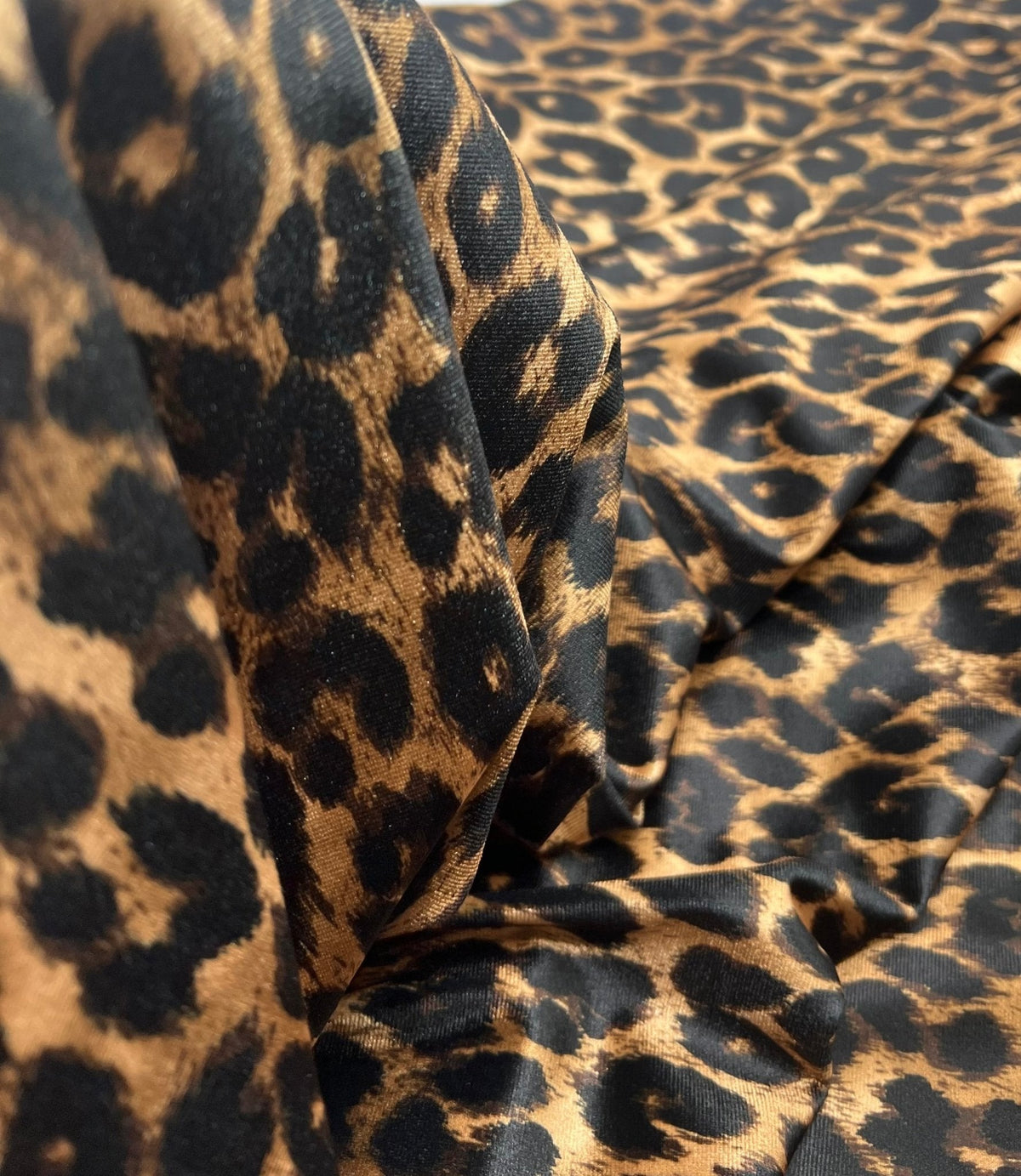Leopard Print Brown Velour Spandex Stretch Fabric